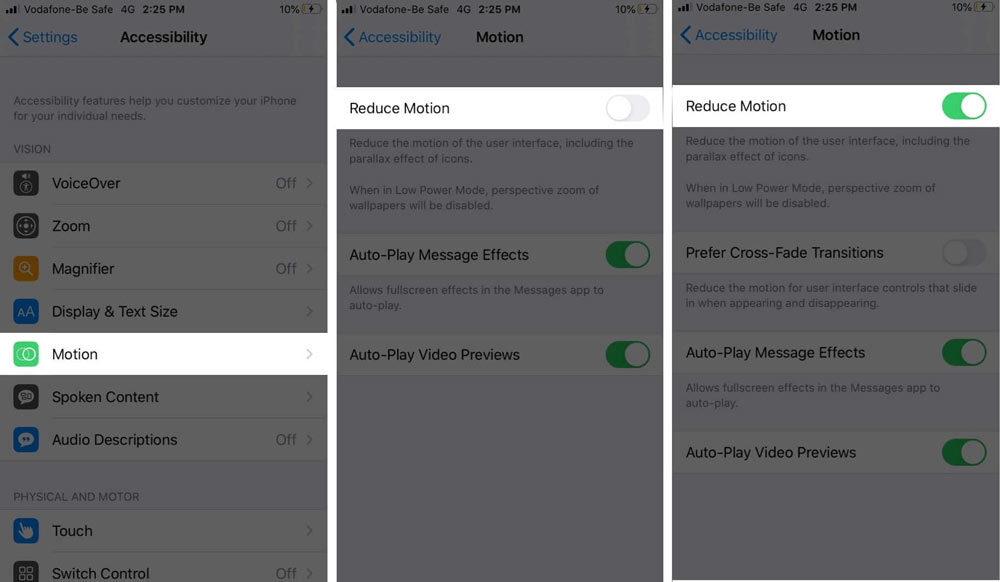Reduce Motion را در آیفون فعال کنید