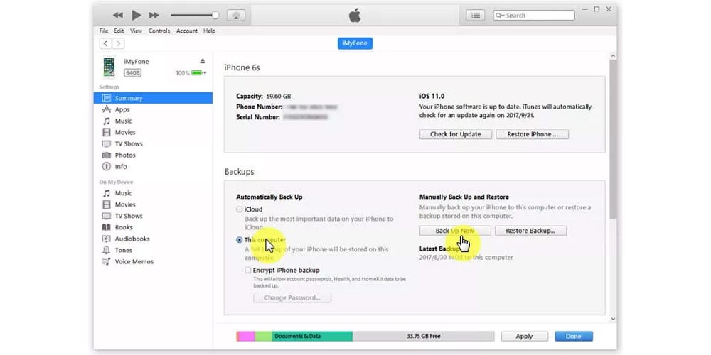 با استفاده از iTunes از آیفون بک آپ بگیرید