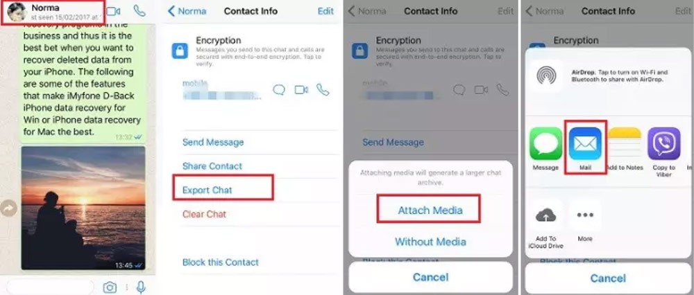 پیام واتس اپ را ایمیل کنید