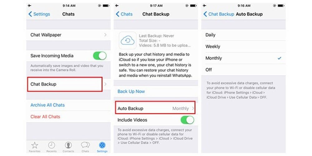 برای تهیه نسخه پشتیبان خودکار به ویژگی "Auto Backup" بروید 