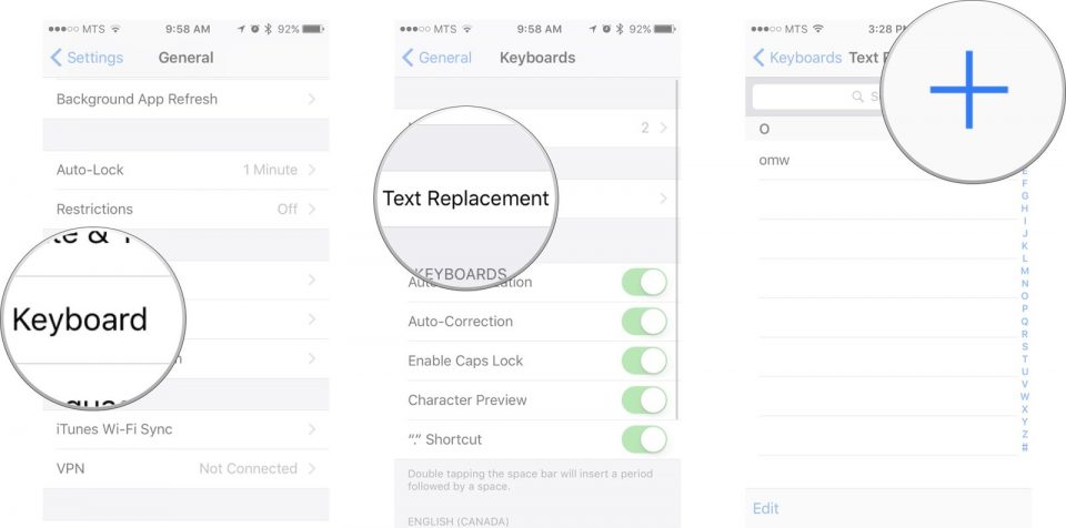 ایجاد میانبر برای کیبورد آیفون