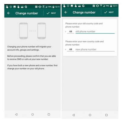 تغییر شماره در اپلیکیشن واتساپ