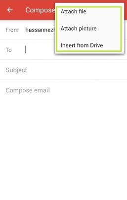 ارسال فایل یا عکس در جیمیل Gmail اندروید