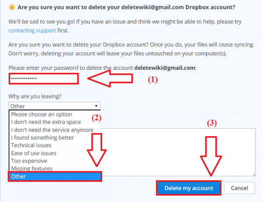 آموزش تصویری حذف اکانت دراپباکس DropBox