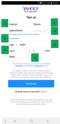 ساخت ایمیل یاهو Yahoo در اندروید