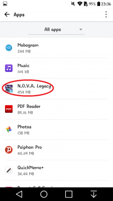 حذف برنامهها و بازیها در اندروید