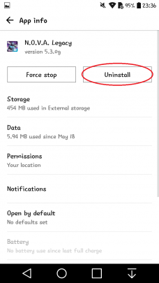 حذف برنامهها و بازیها در اندروید