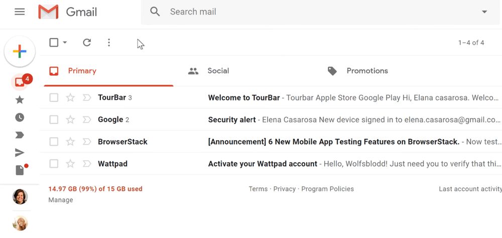 پیام های ایمیل در صندوق ورودی Gmail