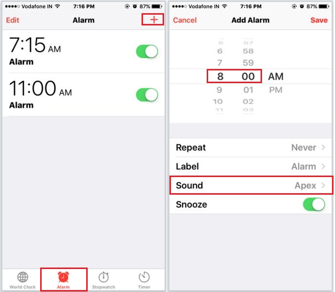 تنظیم آلارم روی آیفون