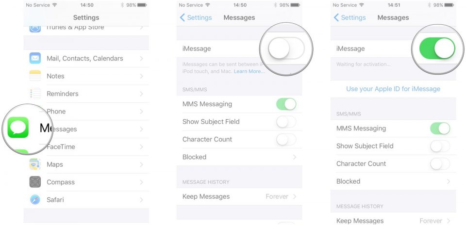 فعال کردن iMessage