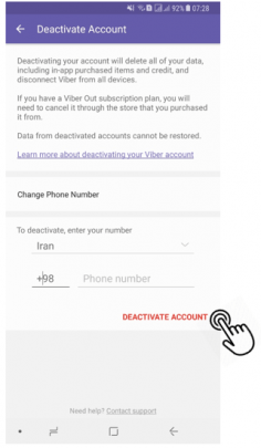 آموزش حذف اکانت وایبر Viber اندروید