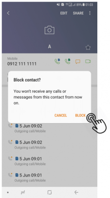 مسدود کردن شماره تلفن در اندروید