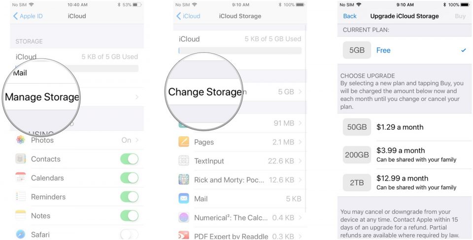 ارتقای فضای ذخیره سازی iCloud