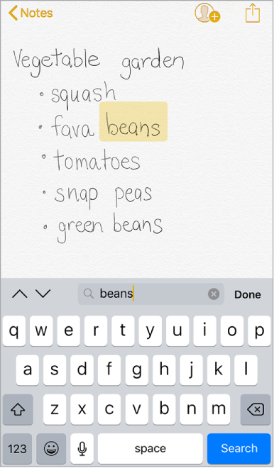 جست و جو میان دست نوشته های موجود روی برنامه ی Notes آیفون