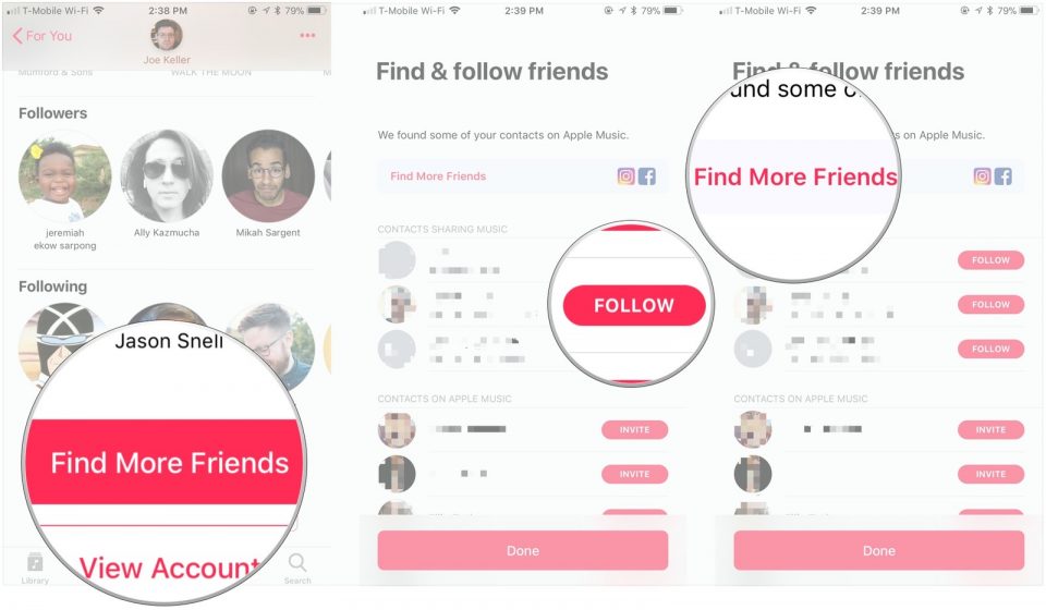 فالو کردن دوستان در Apple Musdic
