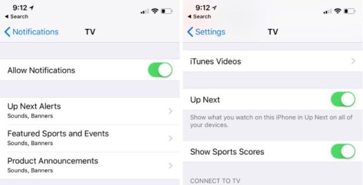 تنظیمات برنامه ی Apple TV