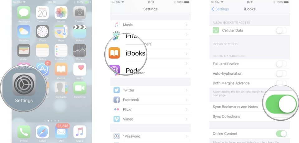همگام سازی بوک مارک های برنامه ی iBooks