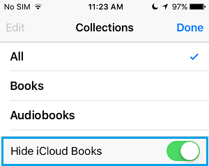 پنهان کردن کتاب های ذخیره شده روی iCloud