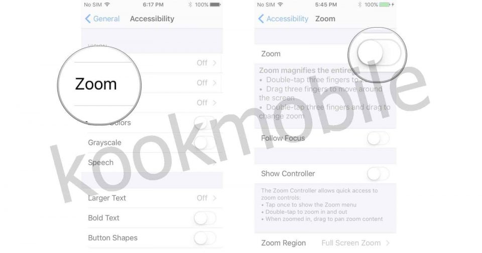 ابزار Zoom و بزرگنمایی در آیفون