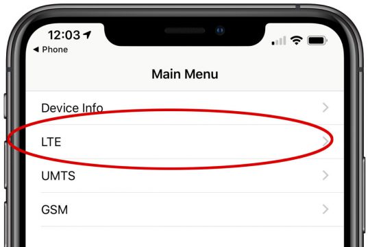 انتخاب گزینه ی LTE