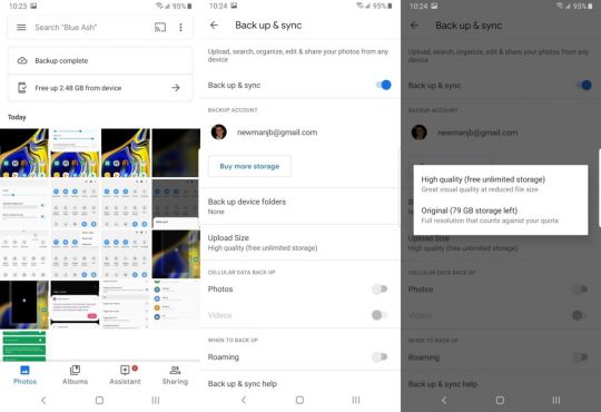 تنظیم کردن برای back up گرفتن از عکس ها