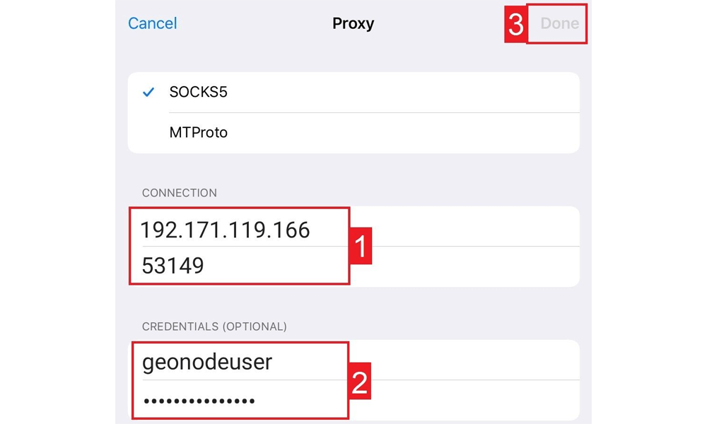 اطلاعات مربوطه را وارد کنید و روی Done کلیک کنید