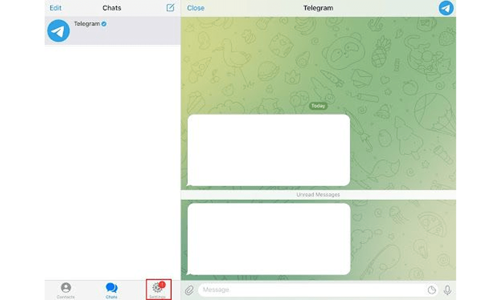 برنامه تلگرام را باز کنید و روی تنظیمات کلیک کنید