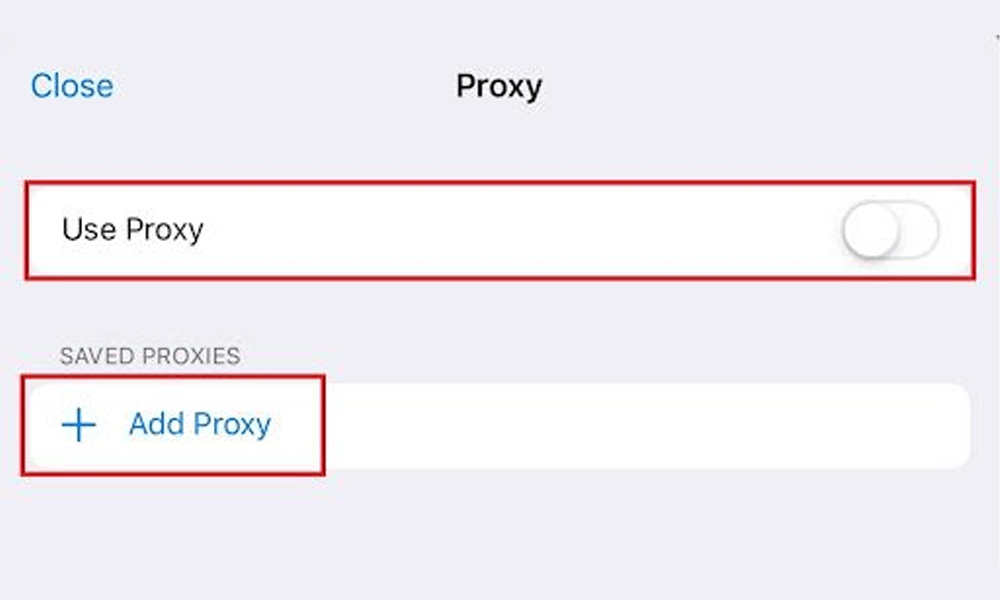 در پنجره پاپ آپ، می توانید Use Proxy را فعال کنید یا روی Add Proxy کلیک کنید.