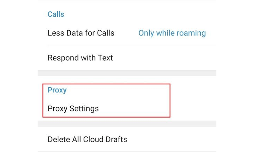 روی گزینه تنظیمات پروکسی (Proxy Settings) ضربه بزنید