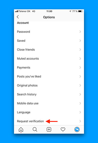 روی گزینه Request verification (درخواست تاییدیه) ضربه بزنید