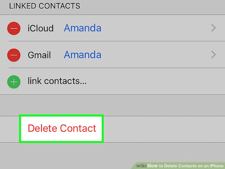به پایین پنجره بیایید و روی گزینه Delete Contact ضربه بزنید