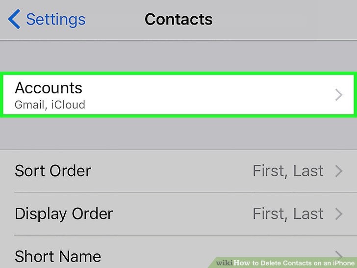 روی گزینه Contacts ضربه بزنید