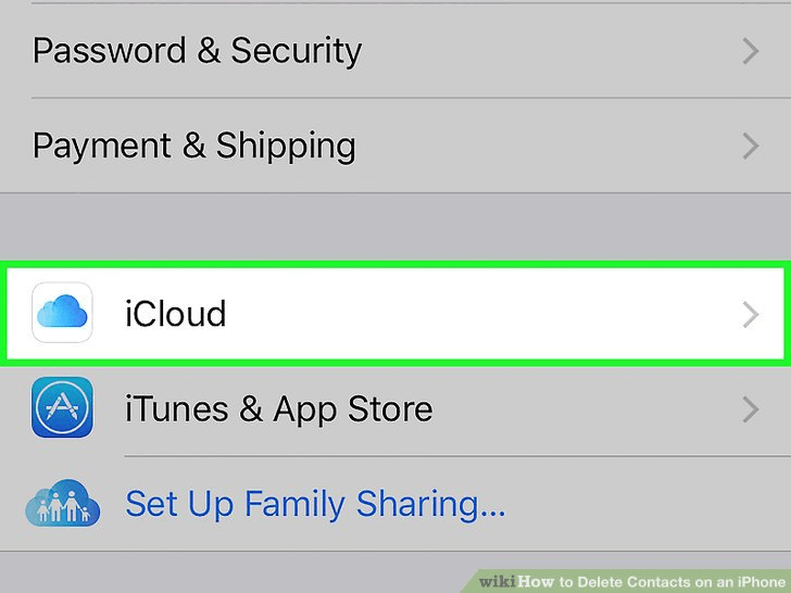 روی گزینه iCloud ضربه بزنید