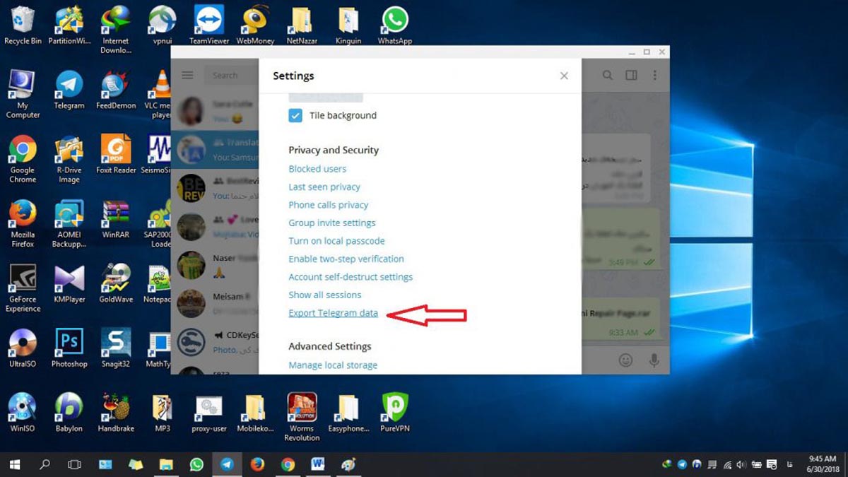 بک آپ گیری با تلگرام دسکتاپ 2