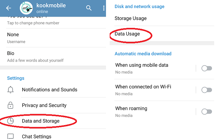 گزینه Data & Storage را انتخاب کنید