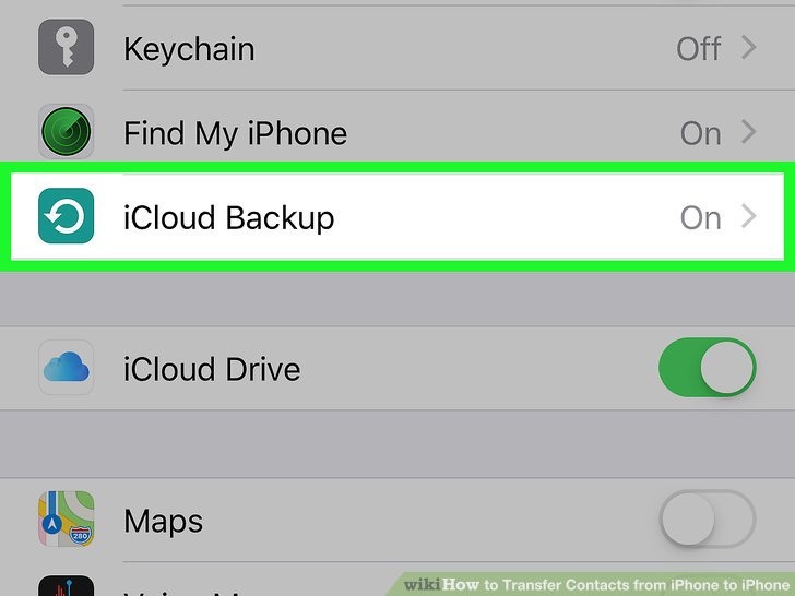 پایین تر بیایید و روی گزینه iCloud Backup ضربه بزنید