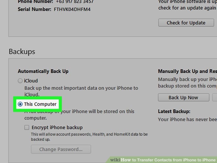 گزینه «This computer» را انتخاب کنید و سچس روی «Back Up Now» کلیک کنید