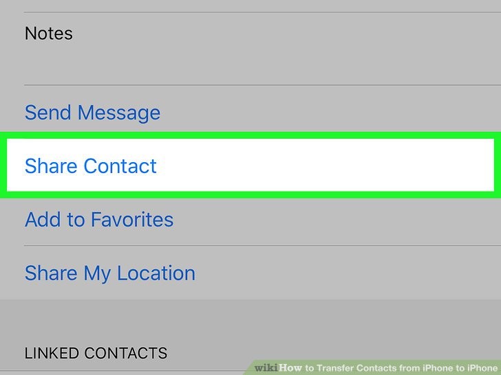 روی گزینه Share Contact ضربه بزنید