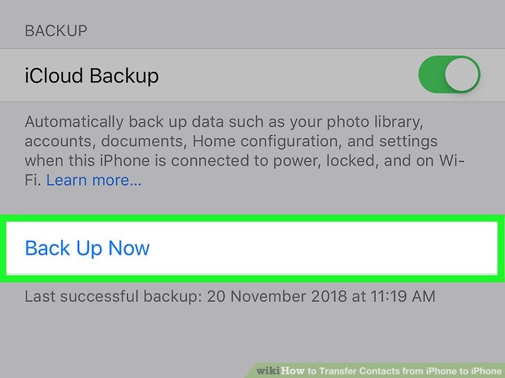 روی گزینه Back Up Now ضربه بزنید