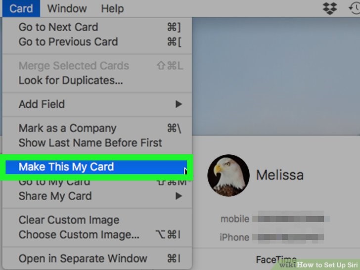 در صورت نیاز، کارت مخاطبین خود را به سیری اضافه کنید