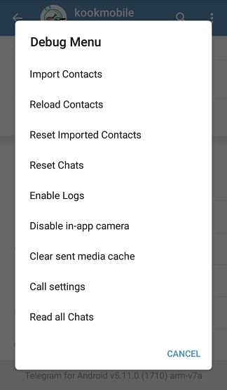 مخاطبین در تلگرام اندروید