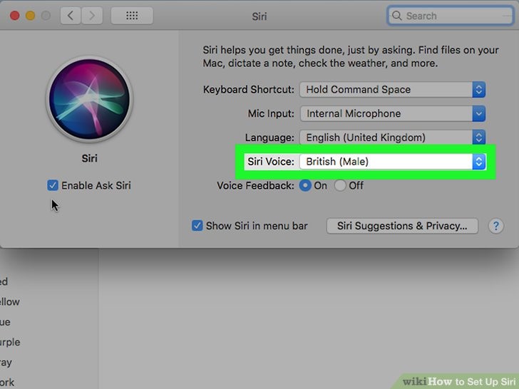 صدای برای سیری را انتخاب کنید