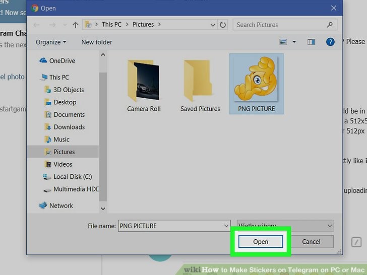 روی گزینه باز کردن Open کلیک کنید