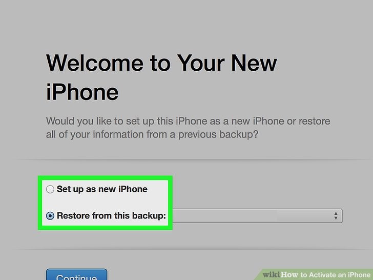 روی گزینه راه اندازی به عنوان آیفون جدید Set up as new iphone و یا بازگردانی از این نسخه پشتیبان Restore from this backup کلیک کنید