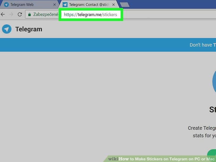 در همان مرورگر وب به آدرس https://telegram.me/stickers بروید
