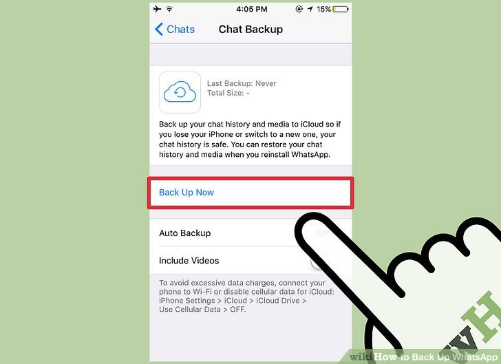 اکنون روی گزینه «Backup Now» ضربه بزنید