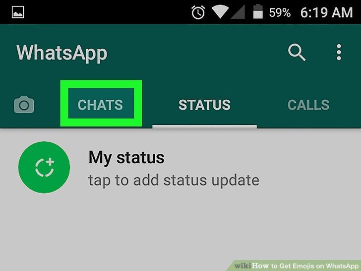 روی گزینه Chats ضربه بزنید در برنامه واتس اپ