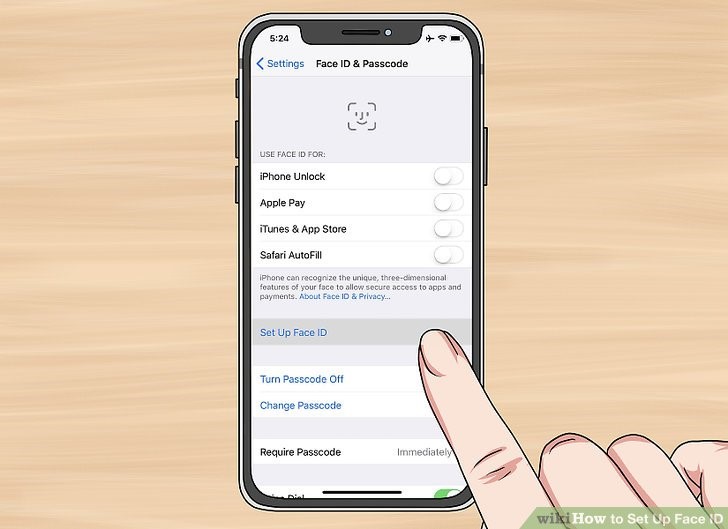 روی گزینه تنظیم شناسه چهره Set up Face ID ضربه بزنید