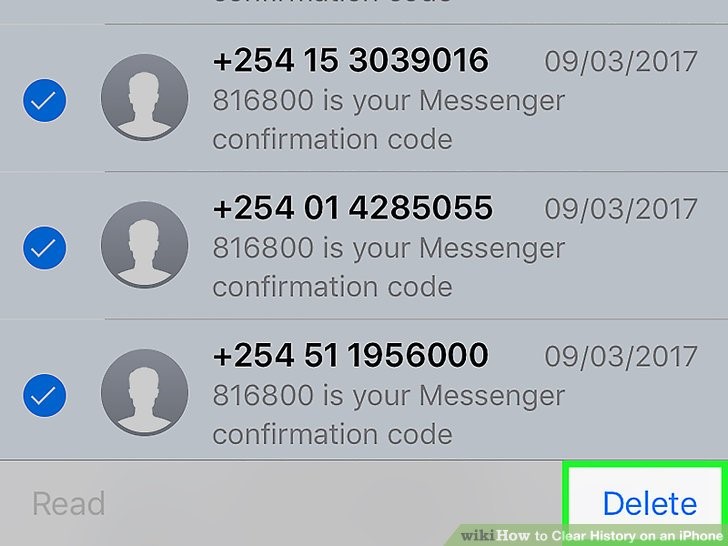 پس از انتخاب گفتگوها روی گزینه «Delete» ضربه بزنید