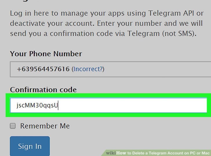 در قسمت«Confirmation code»، کد تأیید خود را وارد کنید